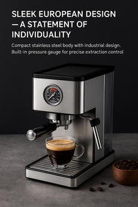 Máy pha cà phê <span class=keywords><strong>Espresso</strong></span> điện thép không gỉ sử dụng nhà Cappuccino Latte Maker hiển thị áp suất 15bar bán tự động EU - Product Image 4