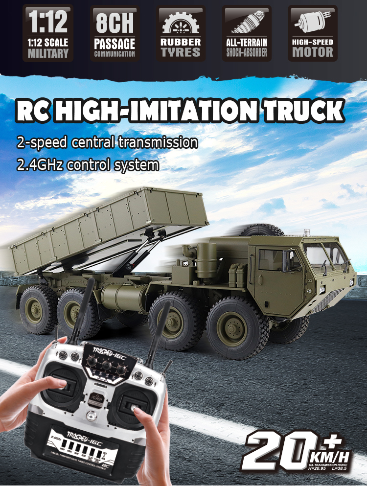 HG P803A 8x8WDRCカー1: 122.4Gラジコンカー米陸軍用大型