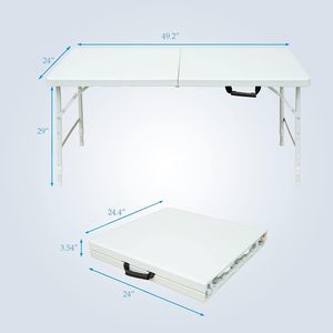 <span class=keywords><strong>Table</strong></span> <span class=keywords><strong>pliante</strong></span> portable IUNNDS 4 pieds/6 pieds en plastique, <span class=keywords><strong>table</strong></span> à manger <span class=keywords><strong>pliante</strong></span> demi-taille, blanche, mobilier d'extérieur pour fête, pique-nique, camping, <span class=keywords><strong>plage</strong></span> - Product Image 3