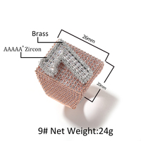 2025 personnalisé lettre numéro anneau 5A Zircon cristal glacé anneaux pour hommes pierres précieuses anneaux Hip Hop bijoux bijoux personnalisés