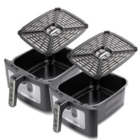 Friteuse à air verticale double panier 2800W 5.5L+5.5L avec contrôle tactile, fenêtres de visualisation et circulation d'air à 360°, facile à nettoyer