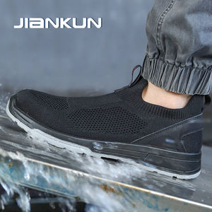 JIANKUN-<span class=keywords><strong>Botas</strong></span> de seguridad para el trabajo tejidas de tela cómoda con punta de acero, zapatos de seguridad antiperforación con placa de acero antiimpacto para hombres - Product Image 5