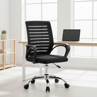 Chaise de bureau pivotante moderne à 360 degrés avec poignée de réglage de la hauteur, base chromée à cinq étoiles