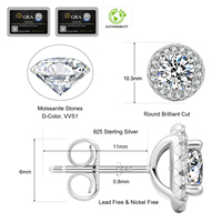 Ensemble de bijoux en moissanite certifiée GRA, testée au diamant, en stock local aux États-Unis, cadeau pour femme, VVS1, boucles d'oreilles et collier pendentif en argent 925