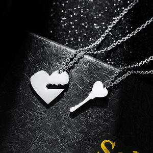 Collar con colgante de rompecabezas inoxidable lOVE You 2 unids/set para parejas amantes SCP082 - Product Image 2