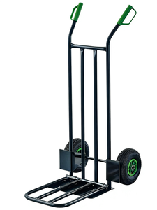 Green Steel Hand Cart 2 Wheel <b>Platform</b> <b>Trolley</b> Durable Industrial Utility Dolly for Moving Warehouse Transport - Product Image 1