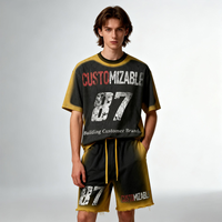 Ensemble deux pièces d'été pour homme de haute qualité en coton, style streetwear, délavé sur mesure, comprenant un short et un t-shirt, ensemble short et t-shirt pour homme