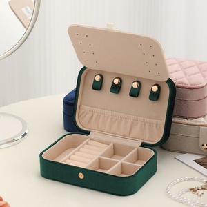 Factory Wholesale Custom Jewelry Organizer <b>Storage</b> <b>Box</b> Ring Pendant Bracelet Rectangle Velvet <b>Box</b> with Mirror Buckle Closure - Product Image 3