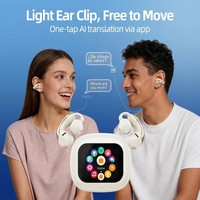 Auriculares Traductores de IA para una Comunicación Perfecta, 164+ Idiomas, Control por Aplicación, Auriculares Inalámbricos con Clip para la Oreja, para Viajes por el Mundo