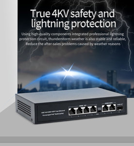 Unmanaged Metal Case 4 Ports IEEE802.3Af/At Standard Gigabit <b>PoE</b> <b>Switch</b> VLAN Support 65W Power Supply 100m/250m Transmission - Product Image 2