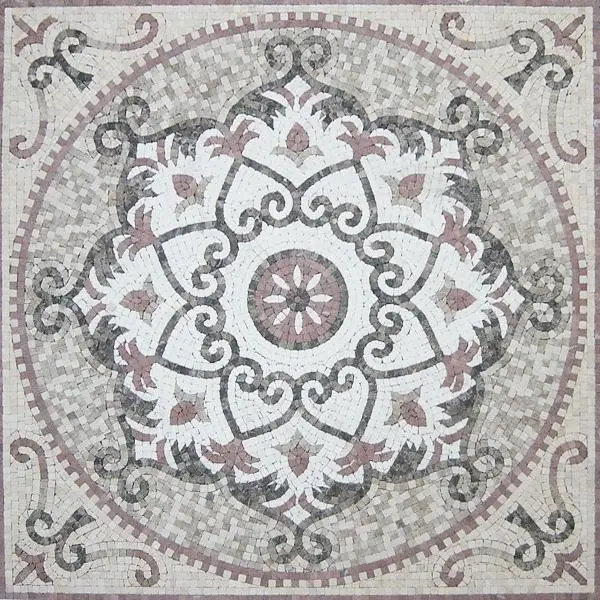 Mattonelle di mosaico con medaglione nautico in marmo con piastrelle di marmo in marmo a forma di rosa