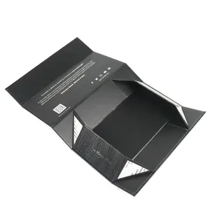 맞춤형 접이식 판지 생분해 성 고급 매트 블랙 자석 종이 상자 접이식 종이 마그네틱 접이식 선물 포장 상자