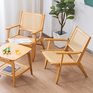 Chaise longue en bambou et rotin, chaise de jardin rectangulaire en bois massif respirante, design contemporain pour la maison, le balcon et l'extérieur - Product Image 2
