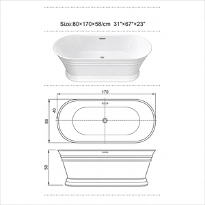 <span class=keywords><strong>Baignoire</strong></span> autoportante de style français avec moulures décoratives pour projet de villa de luxe, <span class=keywords><strong>170</strong></span> cm, en acrylique blanc, pour bain à remous, sanitaire - Product Image 3