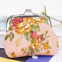 Dompet koin Mini hadiah grosir dompet koin gesper Fashion mawar klasik kantung koin kanvas kecil perubahan vintage dengan gesper