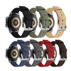 Stitched Vintage Custom Green Khaki Nylon Watch Strap 20mm 22mm 24mm Quick Release Canvas Watch Band For Men Women