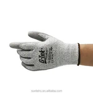 16-150 Gants de protection blancs tissés sans couture Gants imitation bord en PU