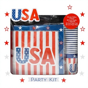 สินค้าพร้อมส่ง ของแท้ลิขสิทธิ์ H.E.R. ชุดอุปกรณ์จัดเลี้ยงปาร์ตี้ธีมอเมริกา สำหรับวันที่ 4 กรกฎาคม  จาน ชาม แก้วน้ำ ผ้าเช็ดปากแบบใช้แล้วทิ้ง - Product Image 1