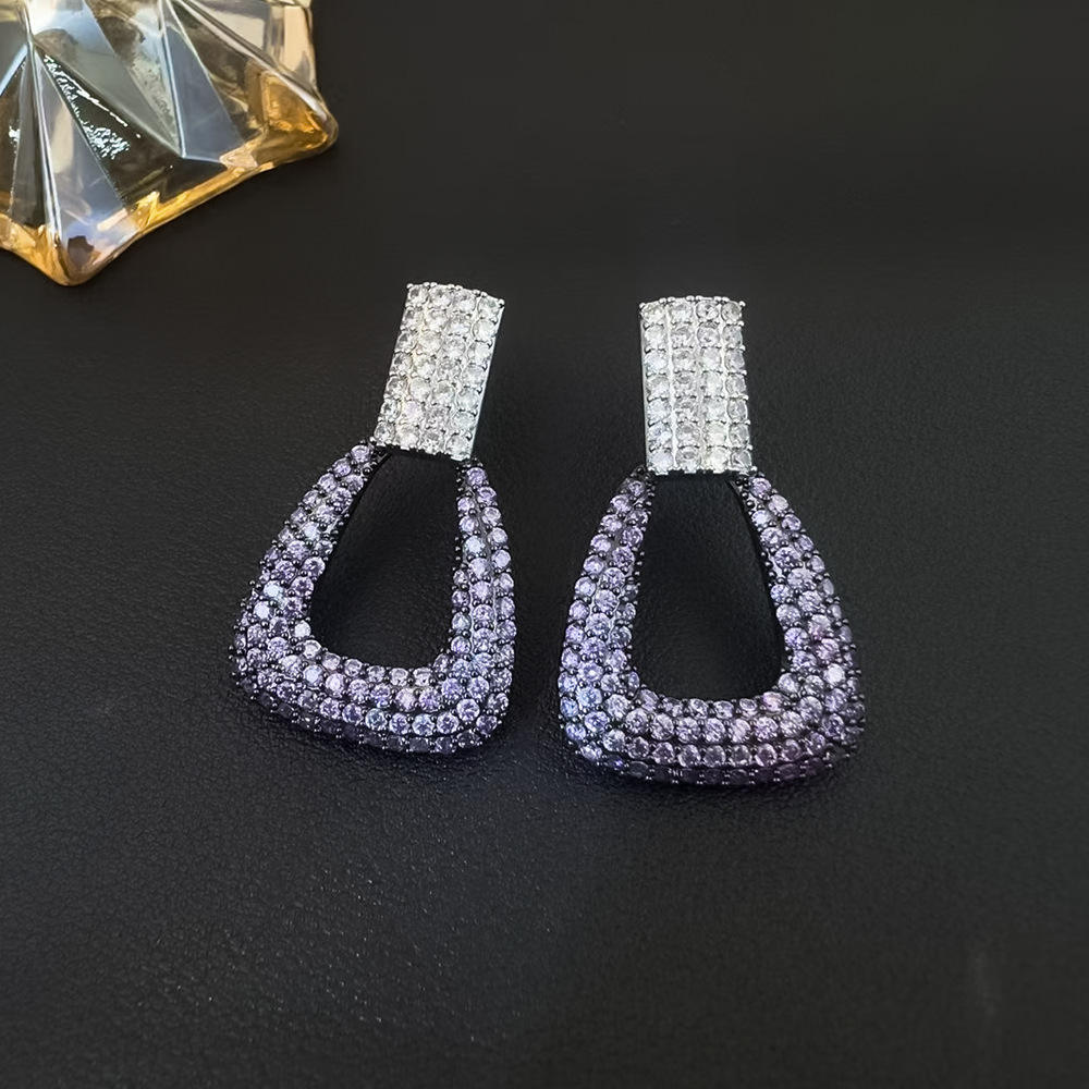 Purple geometric drop earrings