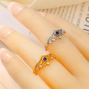 Anello Aperto Regolabile a Forma di Corona e Cuore, Anello Decorativo per Donne - Product Image 2