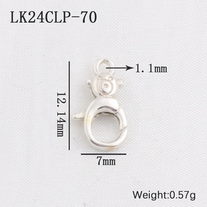 Nguyên Bạc S925 Sterling Silver Bạc Trang Trí Dễ Thương Khỉ Tôm Hùm Claw Clasp Gấu Động Vật Clasp Cho Vòng Đeo Tay Vòng Cổ Đồ Trang Sức Làm - Product Image 5