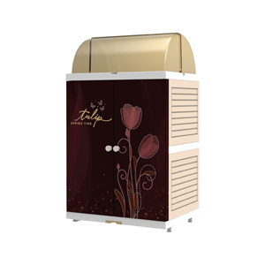 Organiza tu cocina de forma eficiente con el Mini Escurridor de Platos de 3 niveles en elegantes tonos crema y rosa, con dimensiones de 55x42x95 cm, elegante y compacto. - Product Image 4