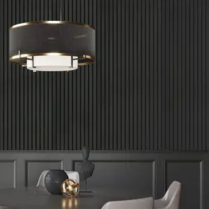 Sunwings Black Oak Wood Slat Acoustic Wall Panel | Stock In US | 2-Pack 23.5'' X 94.5'' 3D Fluted Soundproof Wall Panelling