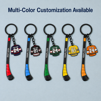 Ensemble porte-clés bâton de hockey et maillot de hockey en gros, porte-clés sportifs pour cadeaux promotionnels, logo personnalisé, souvenir, directement de l'usine