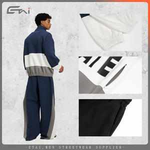 Costume homme de marque ETAI, veste courte à fermeture éclair contrastée, pantalon - motif léopard, polyester/coton, style sport d'hiver, patchwork - Product Image 3