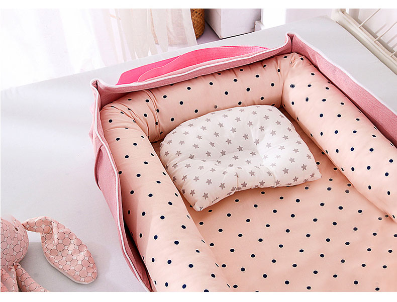 Infant Cotton Cradle Crib Newborn Basket Bassinet Newborn Bed Portable Baby Nest for Boys Girls Travel Cot Cushion