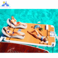 Plateforme flottante gonflable avec pont en teck EVA, tapis de bain Drop Stitch, plateforme pour bateau, yacht, marina, lac, plage, loisirs