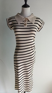 Vestido Maxi de Verano Estilo Coreano Vintage para Mujer, Cintura Imperio, Flecos, Encaje, Abertura, Túnica Informal, Estampado a Rayas, Talla Única - Product Image 6