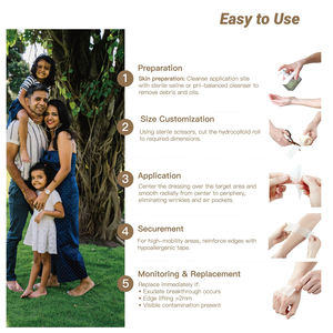 Botiquín de Primeros Auxilios Flexible e Impermeable, Vendajes Hidrocoloides Autoadhesivos de Grado Médico, Rollo Hidrocoloide para el Cuidado de Heridas - Product Image 5