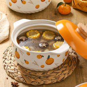 Cazuela de cerámica moderna para cocinar en casa con tapa de vidrio de alta calidad resistente a altas temperaturas, olla de Metal para estofado y caja de sopa empaquetada - Product Image 3