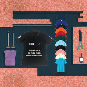 Chemises décontractées élégantes pour hommes en coton tricoté 100% à manches courtes, haute qualité, 12 couleurs, logo brodé personnalisé sur le devant - Product Image 3