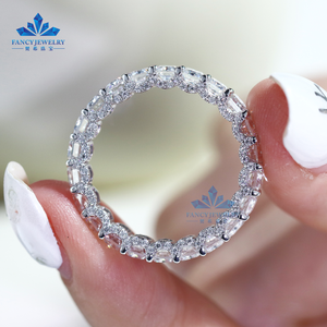 Expédition rapide, bague en or massif 10K 14K 18K, bague éternelle avec diamants, diamant de laboratoire taille émeraude, <span class=keywords><strong>pour</strong></span> mariage, fiançailles, cadeaux - Product Image 3