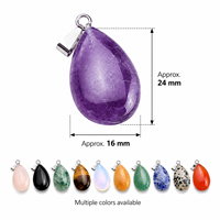 Pendentif en cristal naturel en forme de goutte d'eau 16x24mm, breloque en pierre précieuse pour collier et bijoux DIY
