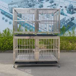 Çift katmanlı kombinasyonu köpek kafesi büyük ve küçük köpek kafesi paslanmaz çelik hayvan nefes Pet Shop evde evcil hayvan tutmak 1 adet - Product Image 6