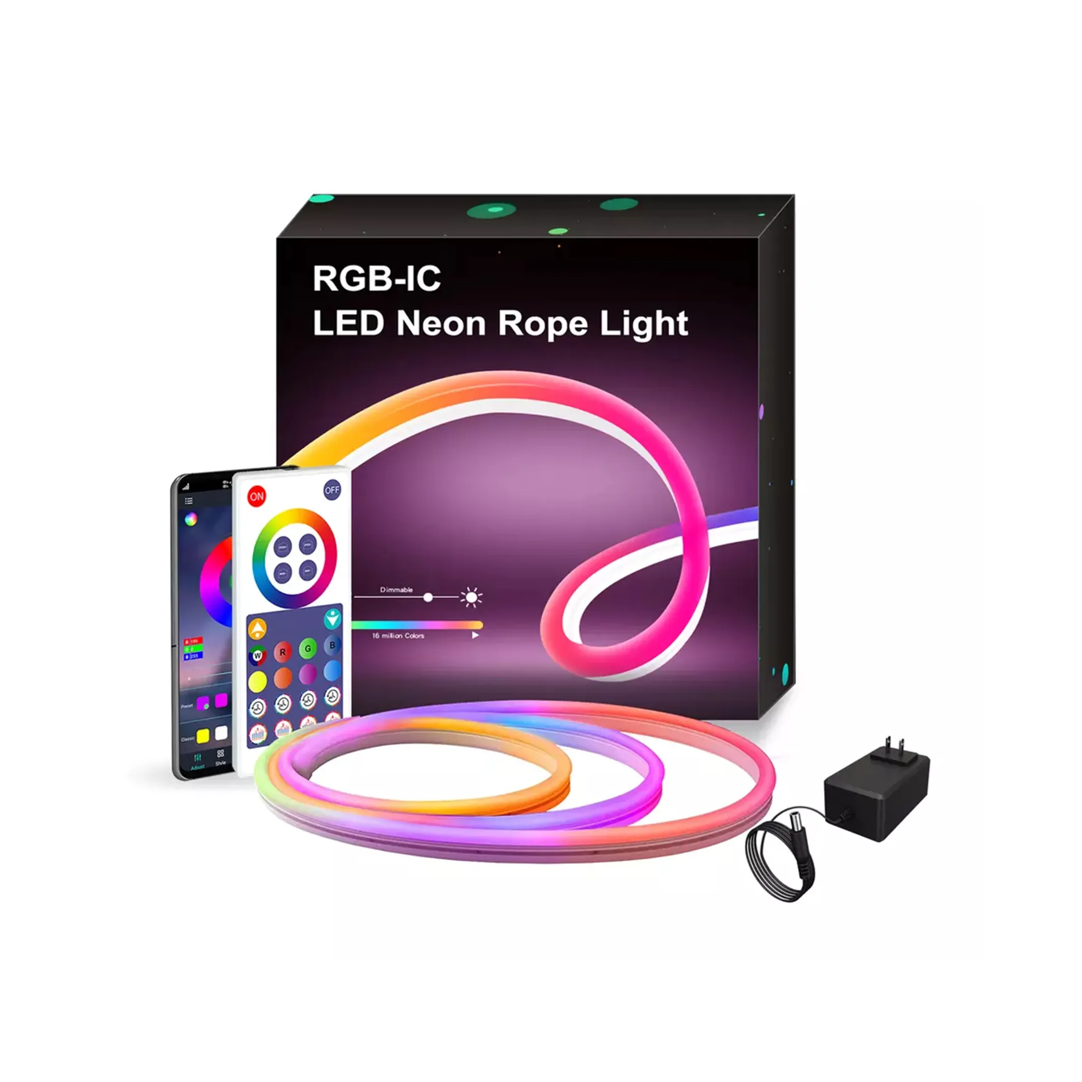 Rgbic luz neon com wi-fi, corda de luz neon, controle por aplicativo de barra de luz, sincronização de música, retroiluminação de jogos, sala de estar, quarto