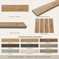 Carrelage en porcelaine imitation bois 75x479mm 3x19 pouces, planches étroites, grain de bois, multicolore chêne noyer gris, vente en gros