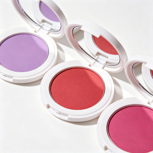 Private Label Round Powder Blush <b>Compact</b> Highly Pigmented Matte Face <b>Makeup</b> With Mirror Custom Logo OEM - Product Image 4