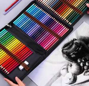 Bview Art 72 Juego de lápices de acuarela profesionales Estuche negro con cremallera Lápices y pinceles de dibujo artístico multicolor - Product Image 2