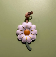 Dainty Sakura fleur sac breloque tulipe fleur porte-clés à la main en cuir sac breloque porte-clés cadeau