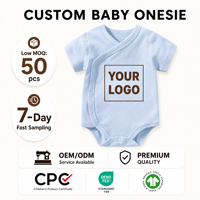 Baju Kimono Bayi Baru Lahir Lengan Pendek Putih Katun Organik Gots, Polos, Unisex untuk Bayi Laki-laki dan Perempuan