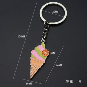 Porte-clés en forme de crème glacée, hypoallergénique, plaqué nickel, porte-clés en métal personnalisé pour peaux sensibles - Product Image 1