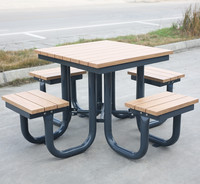 Mobilier d'extérieur commercial table de pique-nique en bois robuste avec siège restaurant extérieur parc table à manger et ensemble de chaises
