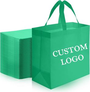 Bolsas de Compras Ecológicas de Gran Capacidad, con Diseño Troquelado, Elegantes, Verdes, de Tela No Tejida, Personalizables, Plegables, Reutilizables y Duraderas - Product Image 1