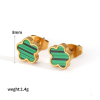 Kalung Rantai Adjustable Lima Daun Lima Bunga Berbahan Enamel Baja Anti Karat Lapis Emas 18K Tidak Luntur