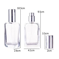 Flacon de parfum carré 35 ml pour professionnels de la beauté, en verre haut de gamme, portable, avec bouchon à vis, finition givrée et sérigraphie, vide
