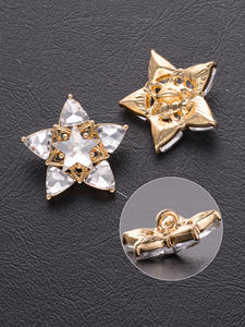 סגסוגת כוכב אבץ בצורת כפתור עם זכוכית נוצץ ברור 16 מ "מ 22 מ" מ ידידותי לסביבה יוקרה עבור בגד/אביזר קישוט - Product Image 3